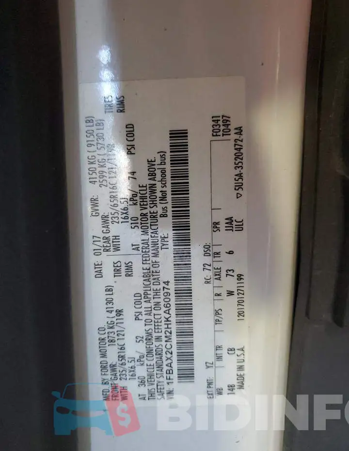 1FBAX2CM2HKA60974 Photo# 13
