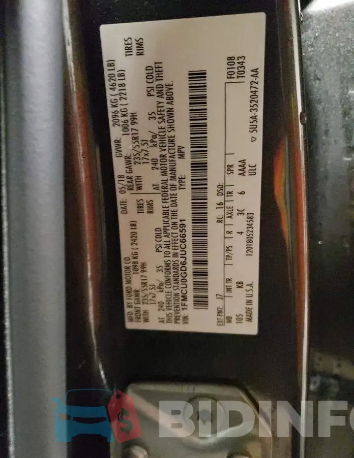 1FMCU0GD6JUC66591 Photo# 13