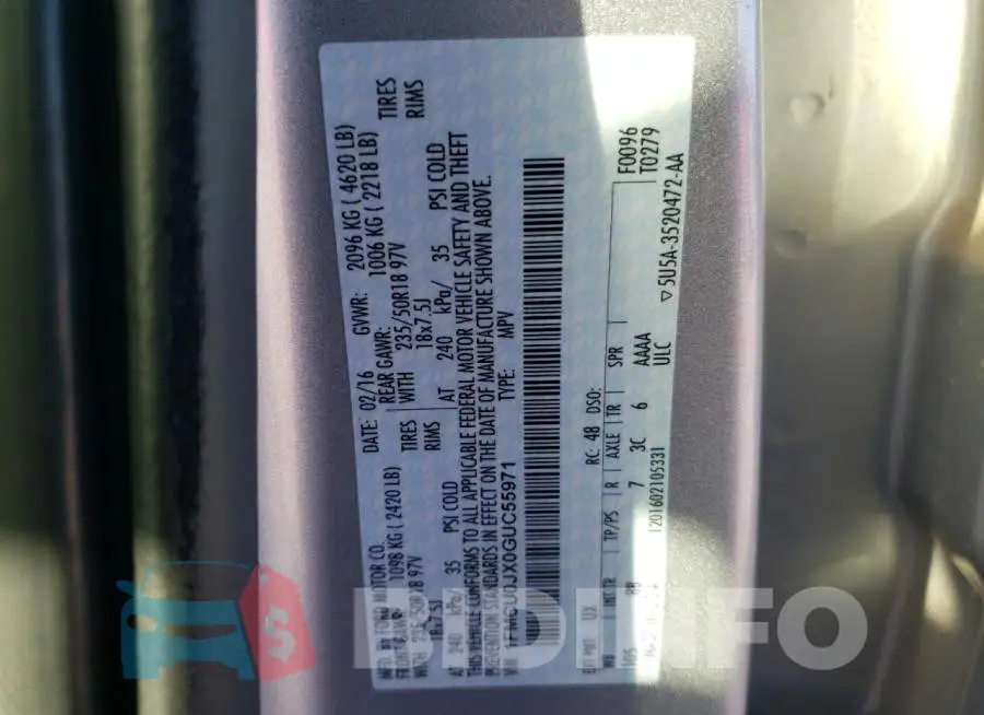 1FMCU0JX0GUC55971 Photo# 13
