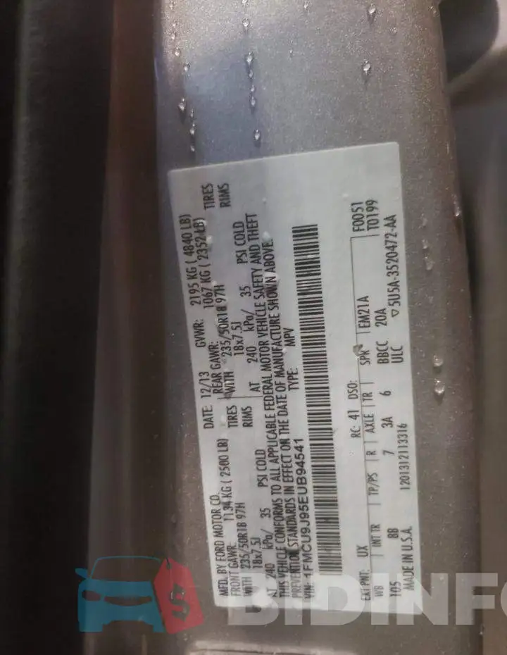 1FMCU9J95EUB94541 Photo# 12
