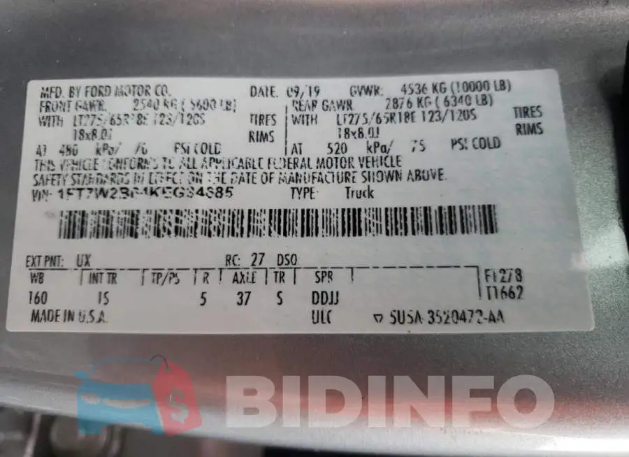 1FT7W2B64KEG34685 Photo# 12