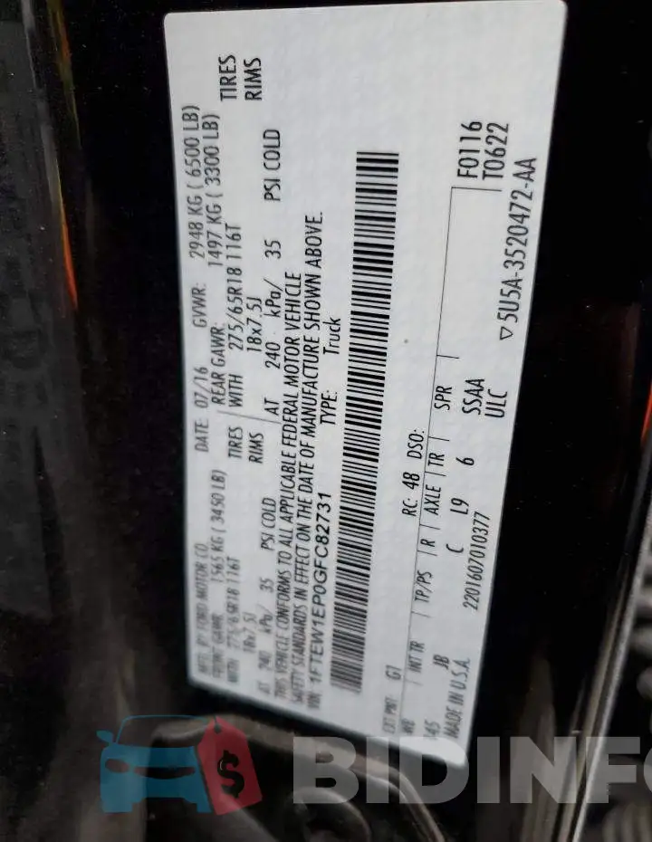 1FTEW1EP0GFC82731 Photo# 10