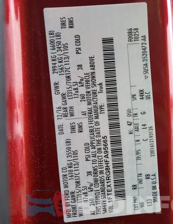 1FTEX1RG8HFA95665 Photo# 12