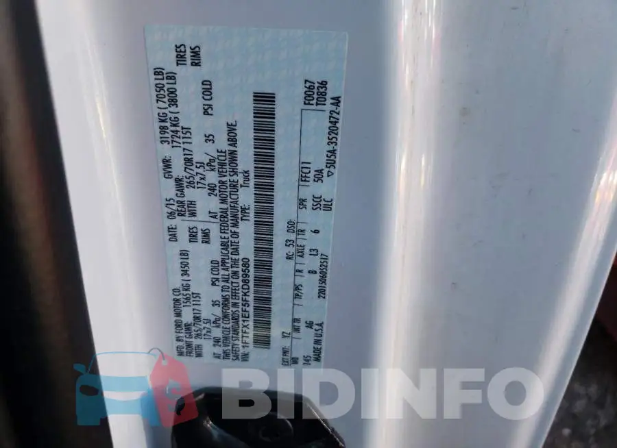 1FTFX1EF5FKD89580 Photo# 10