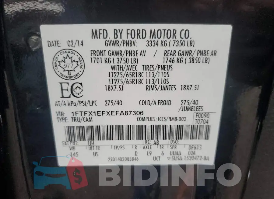1FTFX1EFXEFA87306 Photo# 12
