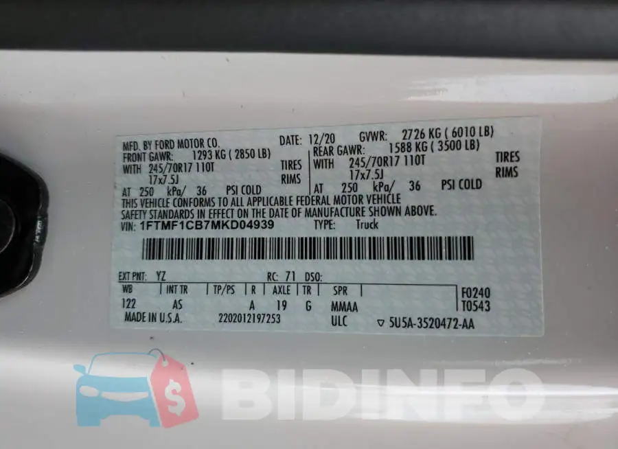 1FTMF1CB7MKD04939 Photo# 12