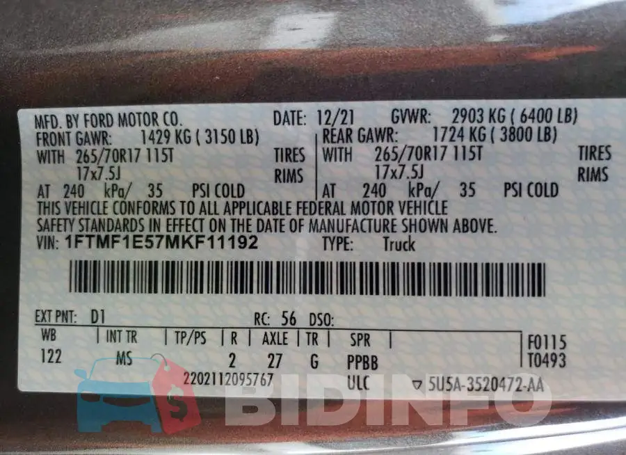 1FTMF1E57MKF11192 Photo# 13