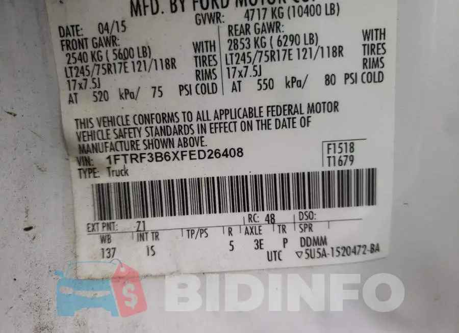 1FTRF3B6XFED26408 Photo# 13