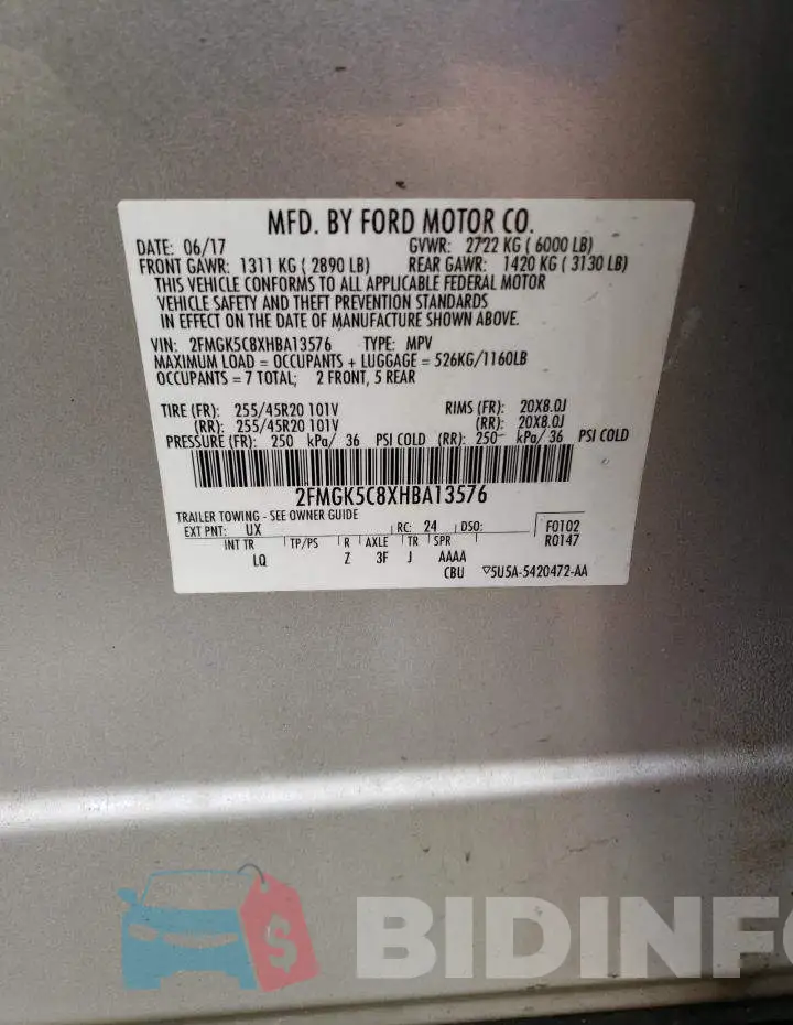 2FMGK5C8XHBA13576 Photo# 12