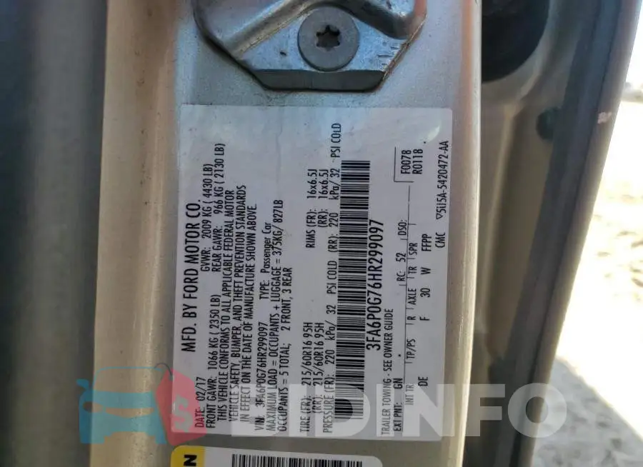 3FA6P0G76HR299097 Photo# 12
