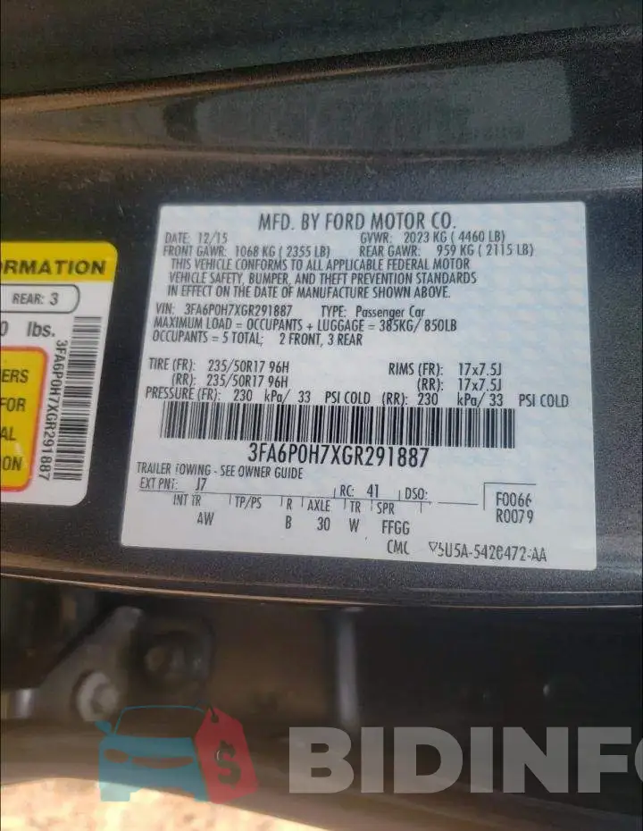 3FA6P0H7XGR291887 Photo# 10