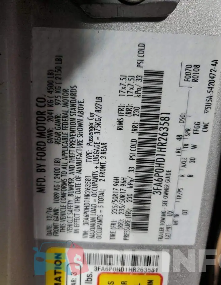 3FA6P0HD1HR263581 Photo# 12