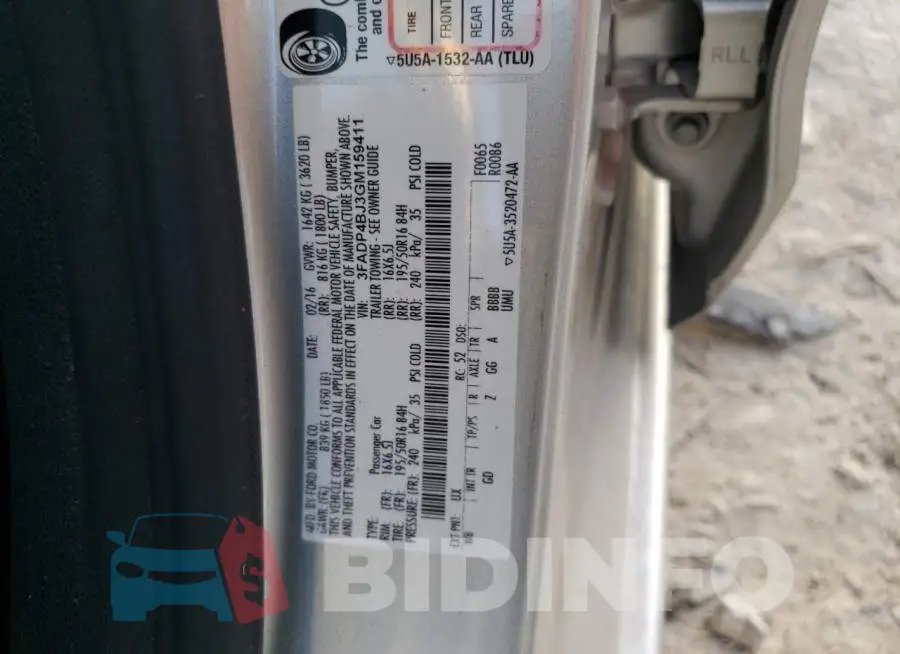 3FADP4BJ3GM159411 Photo# 12