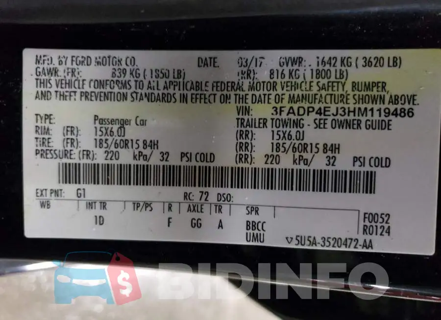 3FADP4EJ3HM119486 Photo# 13