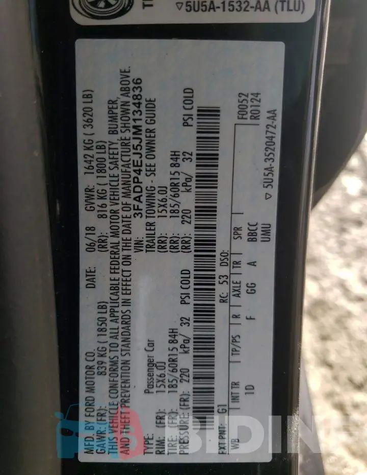 3FADP4EJ5JM134836 Photo# 12