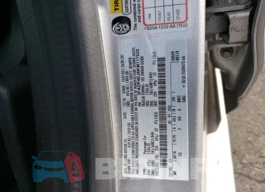 3FADP4EJ6KM117920 Photo# 10