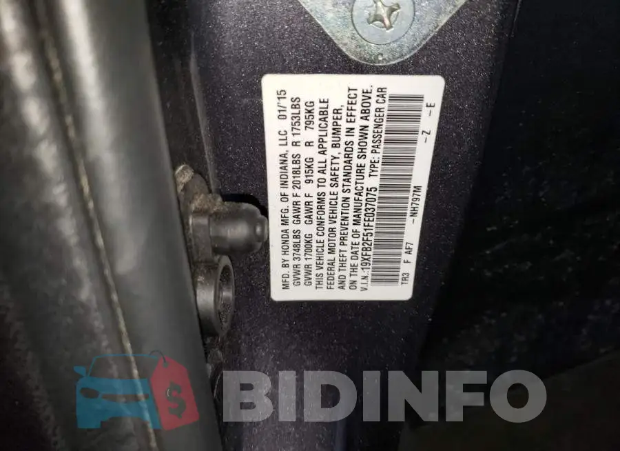 19XFB2F51FE037075 Photo# 13