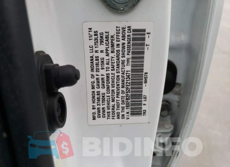 19XFB2F52FE213471 Photo# 12