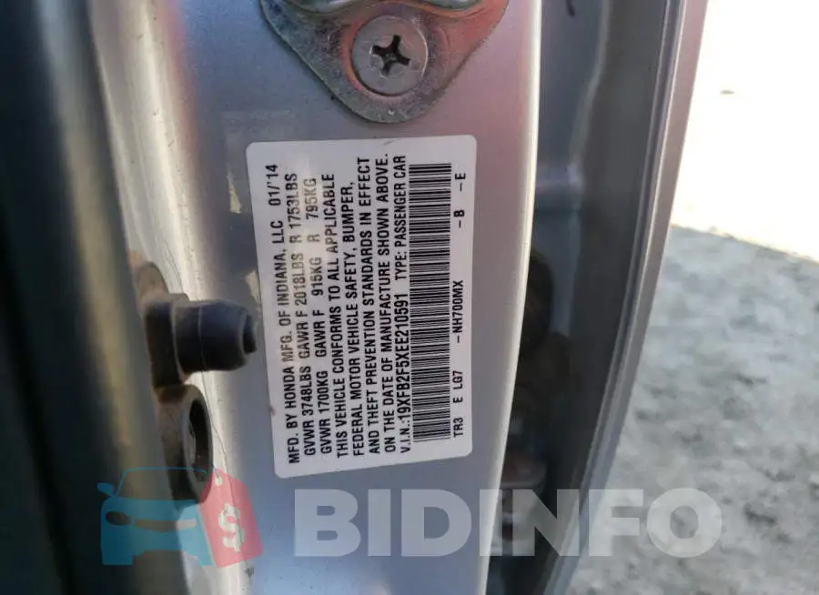 19XFB2F5XEE210591 Photo# 12