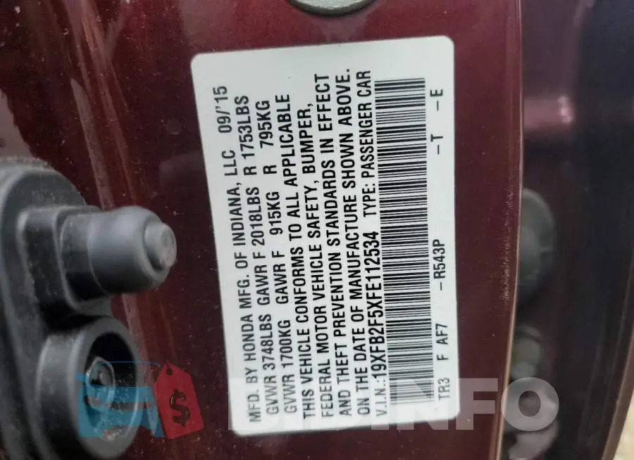 19XFB2F5XFE112534 Photo# 12