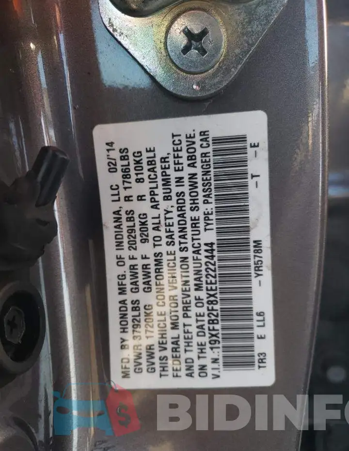 19XFB2F8XEE222444 Photo# 12