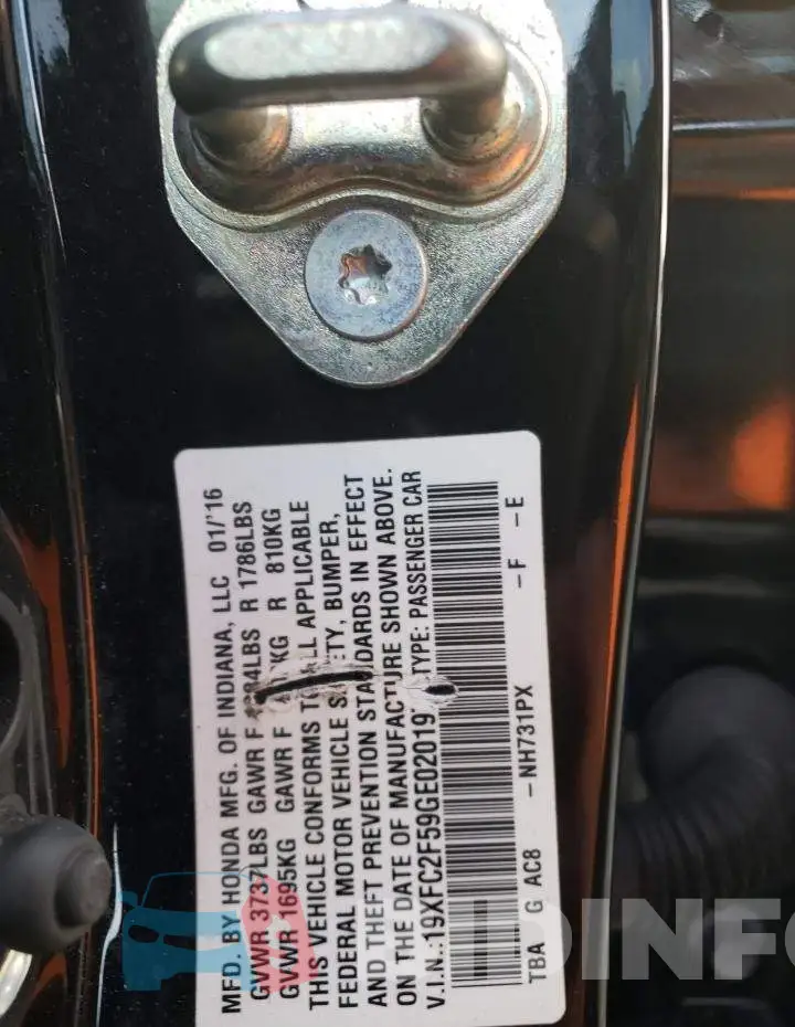 19XFC2F59GE020197 Photo# 12