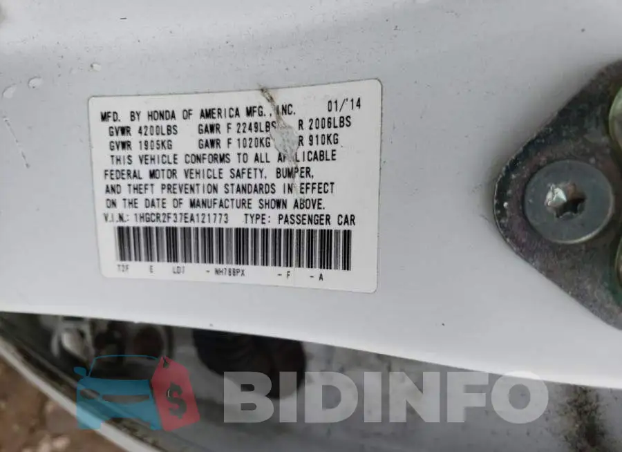 1HGCR2F37EA121773 Photo# 12
