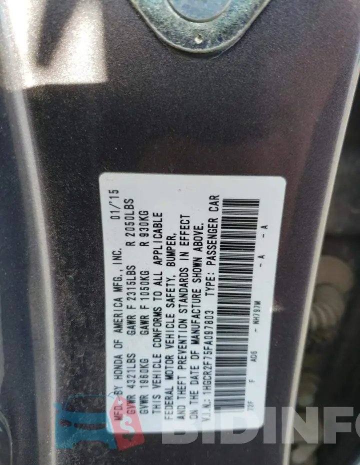 1HGCR2F75FA097803 Photo# 10