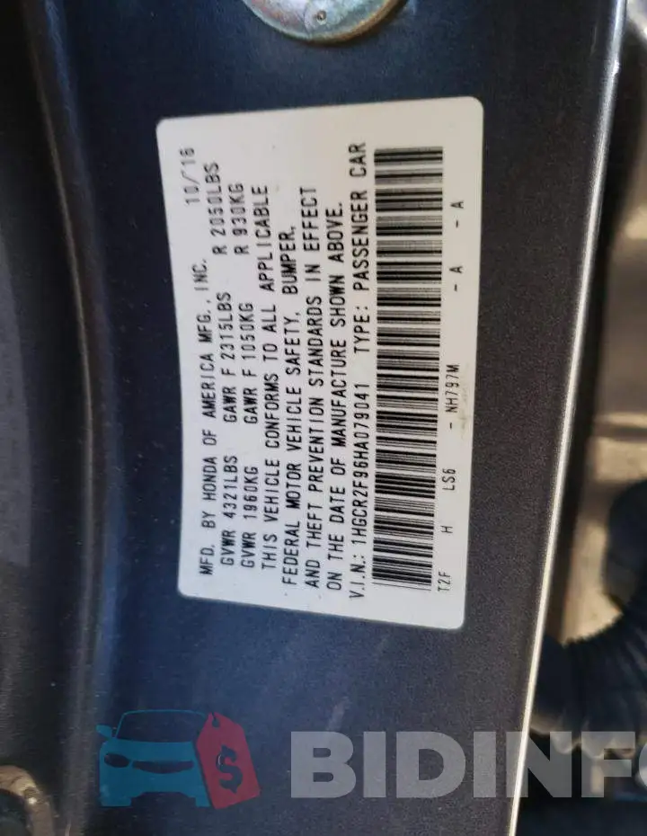 1HGCR2F96HA079041 Photo# 12