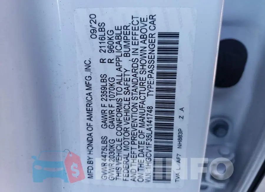 1HGCV1F35LA141748 Photo# 12
