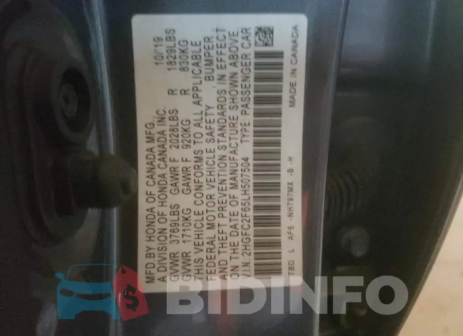 2HGFC2F65LH507504 Photo# 12