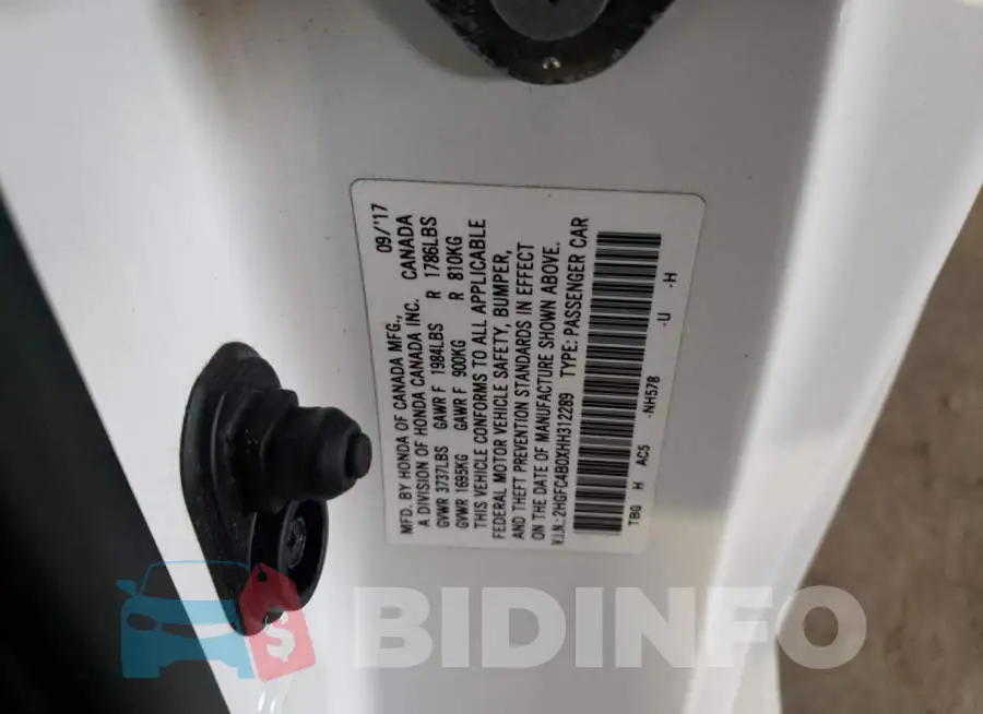 2HGFC4B0XHH312289 Photo# 12