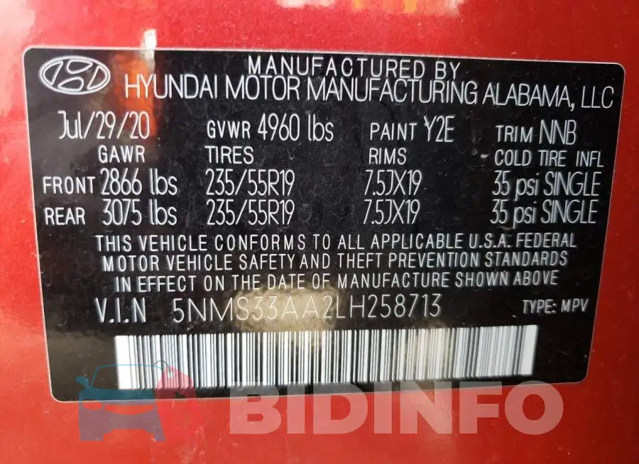 5NMS33AA2LH258713 Photo# 13