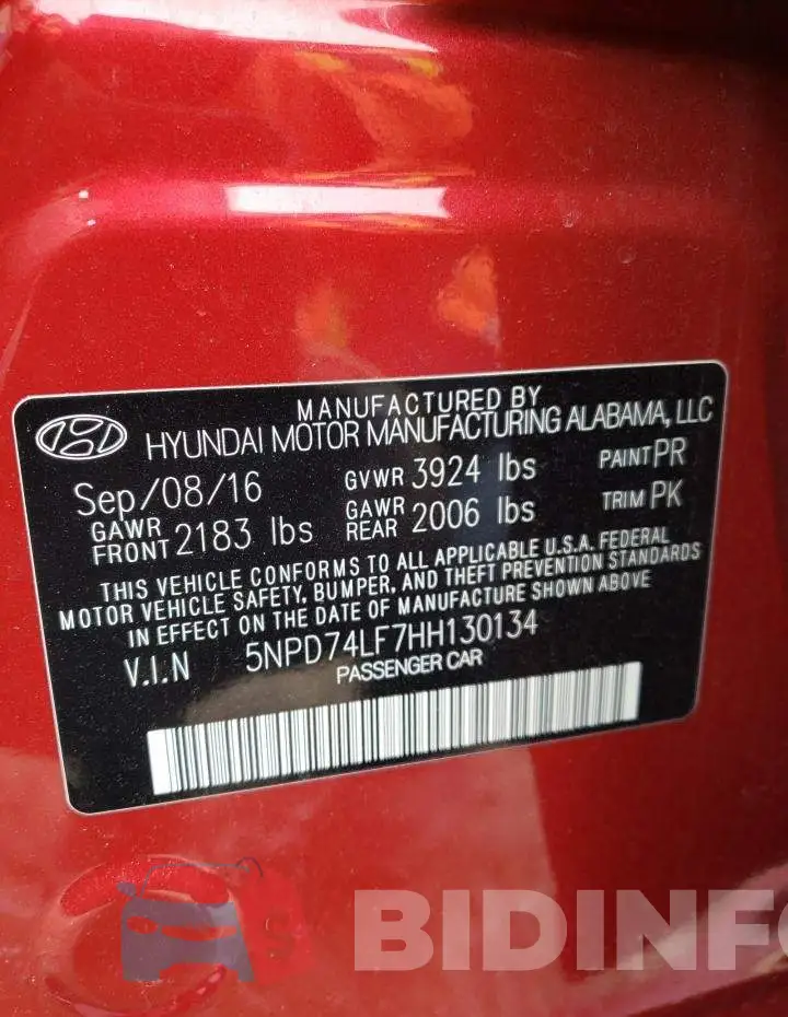 5NPD74LF7HH130134 Photo# 12