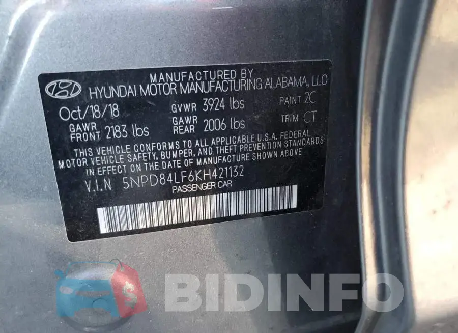 5NPD84LF6KH421132 Photo# 12