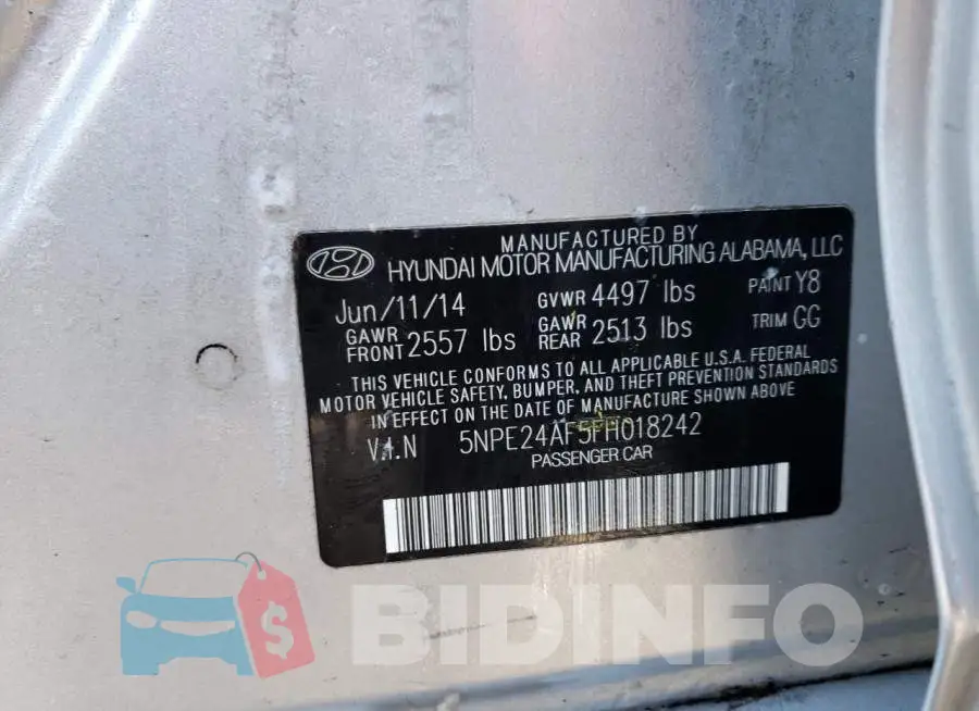 5NPE24AF5FH018242 Photo# 12