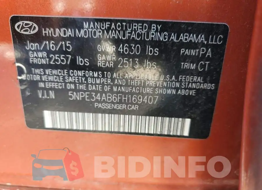5NPE34AB6FH169407 Photo# 13