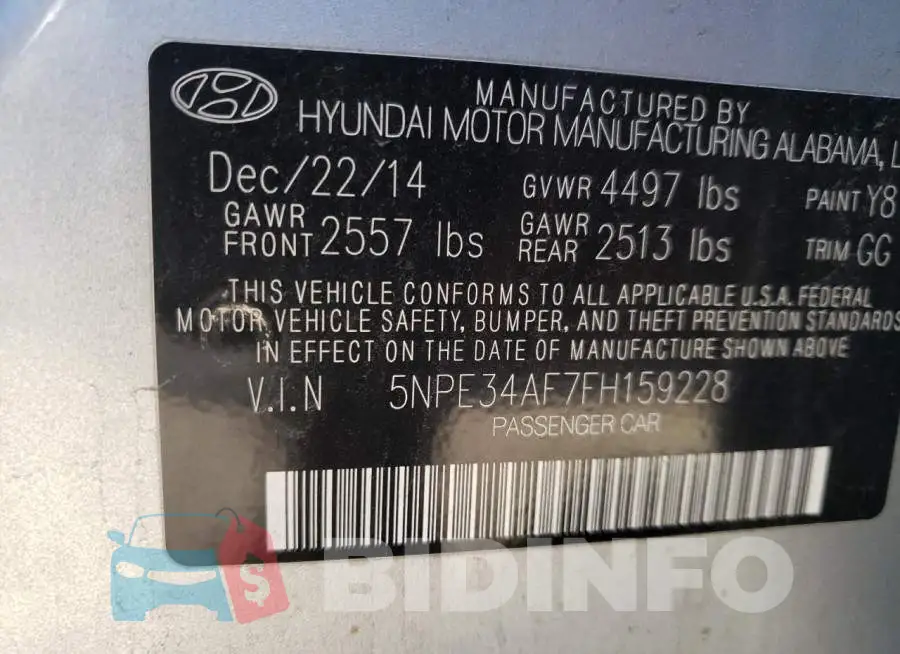 5NPE34AF7FH159228 Photo# 12