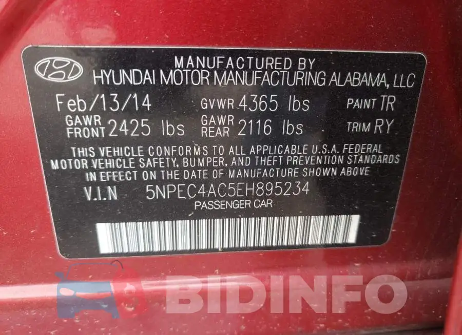 5NPEC4AC5EH895234 Photo# 12
