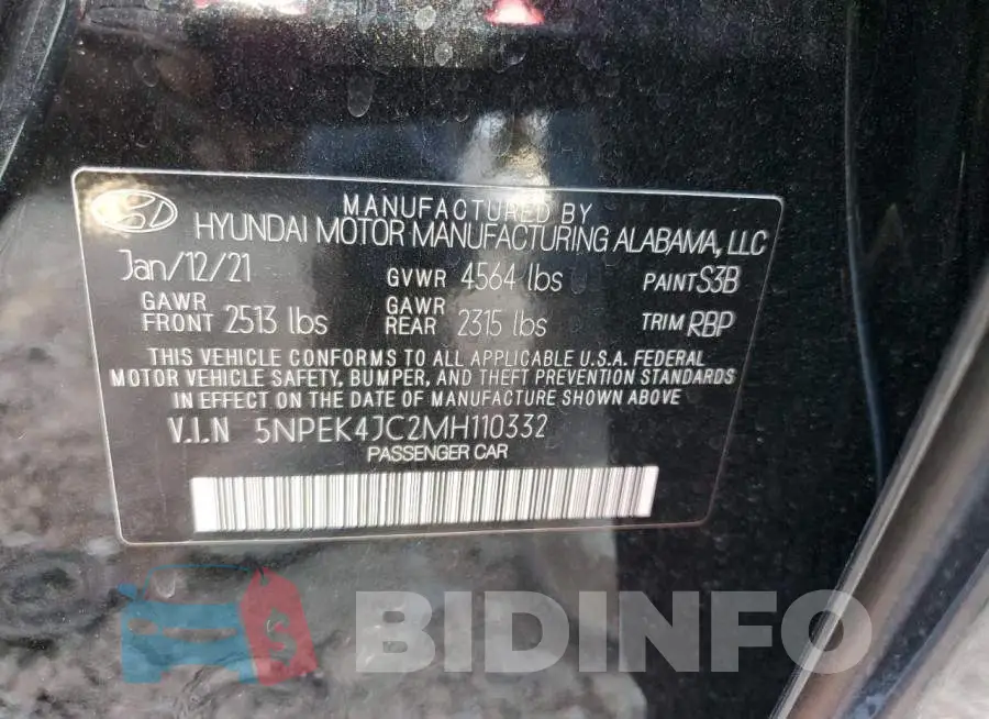 5NPEK4JC2MH110332 Photo# 10