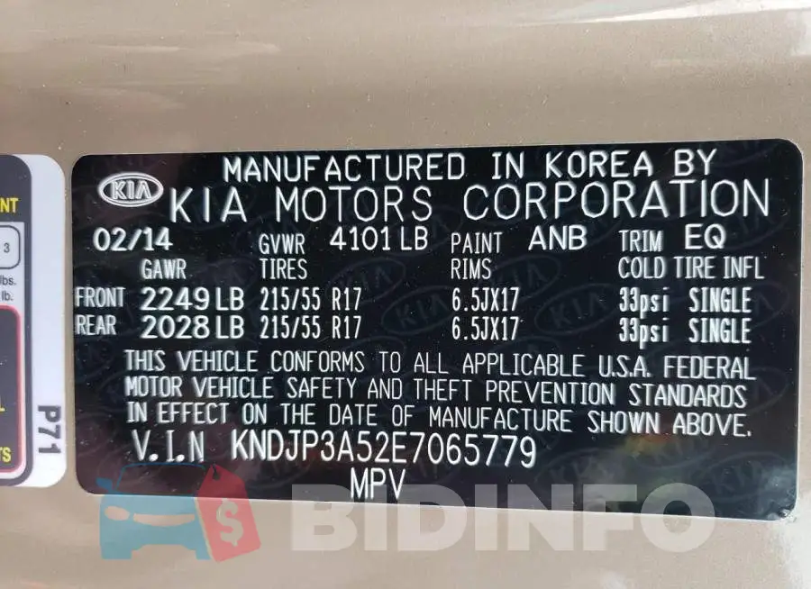 KNDJP3A52E7065779 Photo# 12