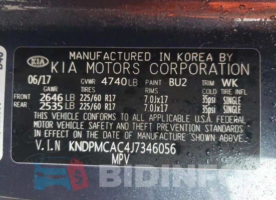 KNDPMCAC4J7346056 Photo# 13