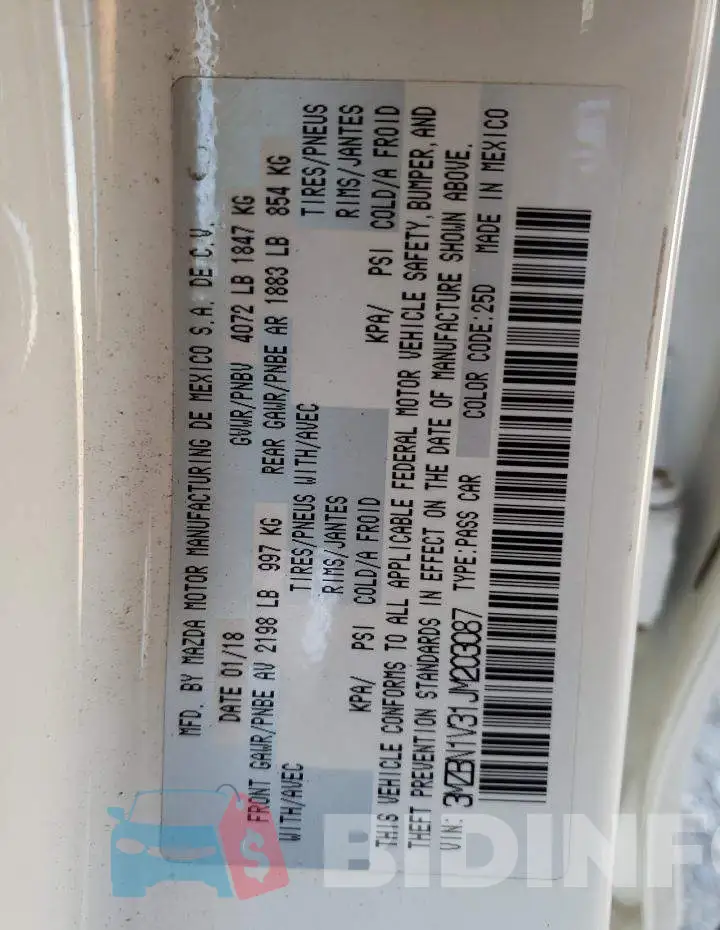 3MZBN1V31JM203087 Photo# 13
