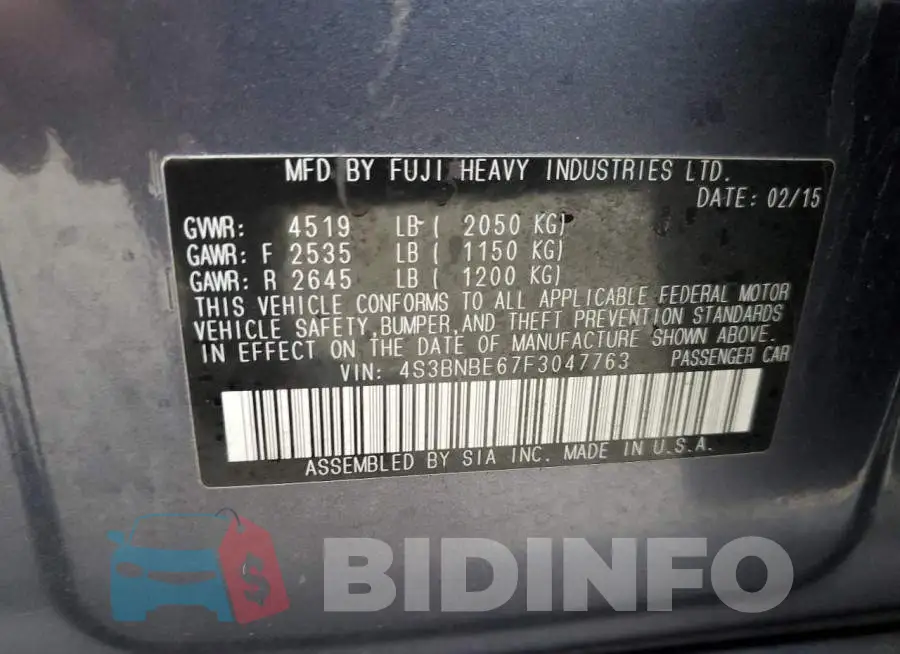 4S3BNBE67F3047763 Photo# 12