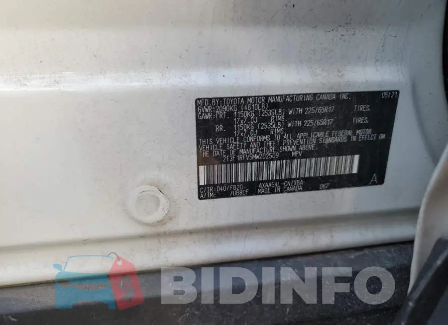 2T3F1RFV5MW202509 Photo# 14