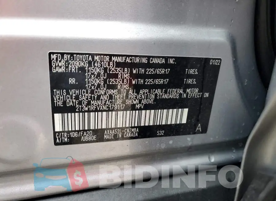 2T3W1RFVXNC179117 Photo# 13