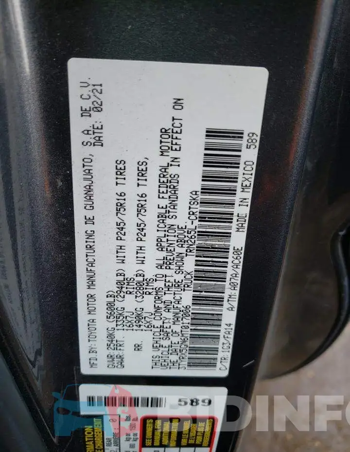 3TYRX5GN6MT017006 Photo# 12
