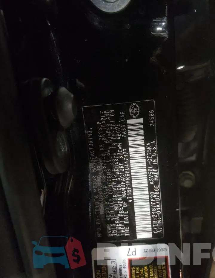 4T1BF1FK6HU447177 Photo# 12