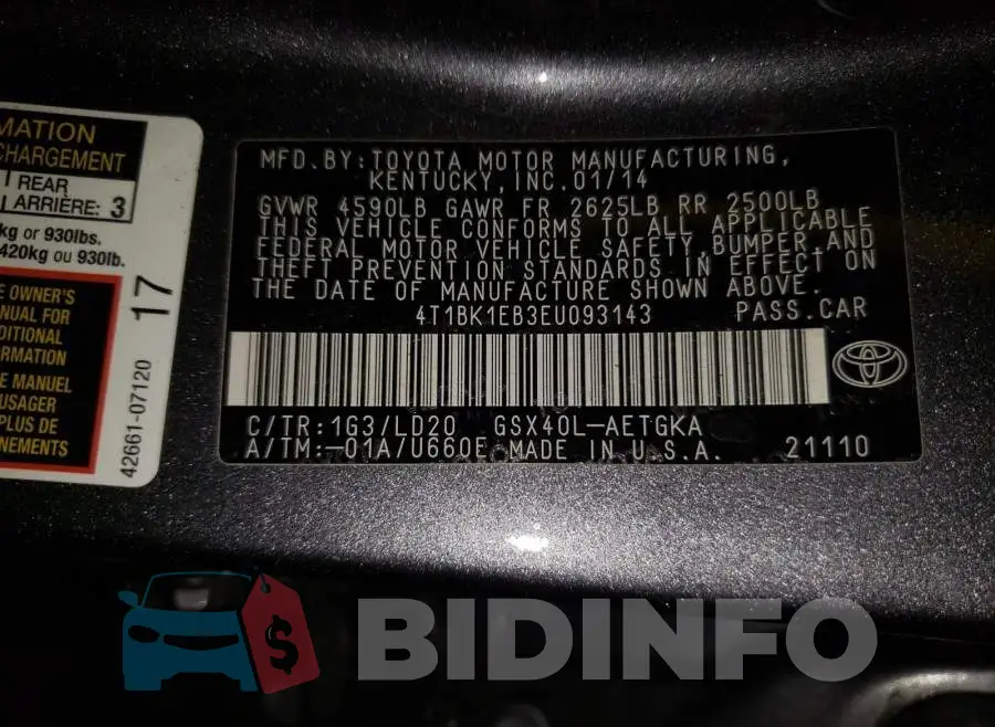 4T1BK1EB3EU093143 Photo# 10