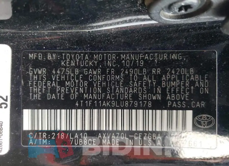 4T1F11AK9LU879178 Photo# 13